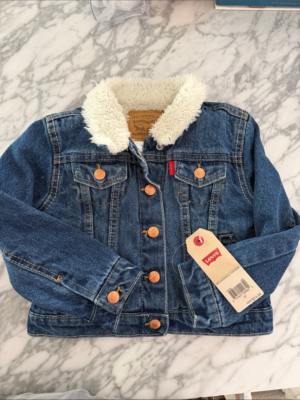 Levi's Kids Blue Denim Sherpa Collar Jacket NWT